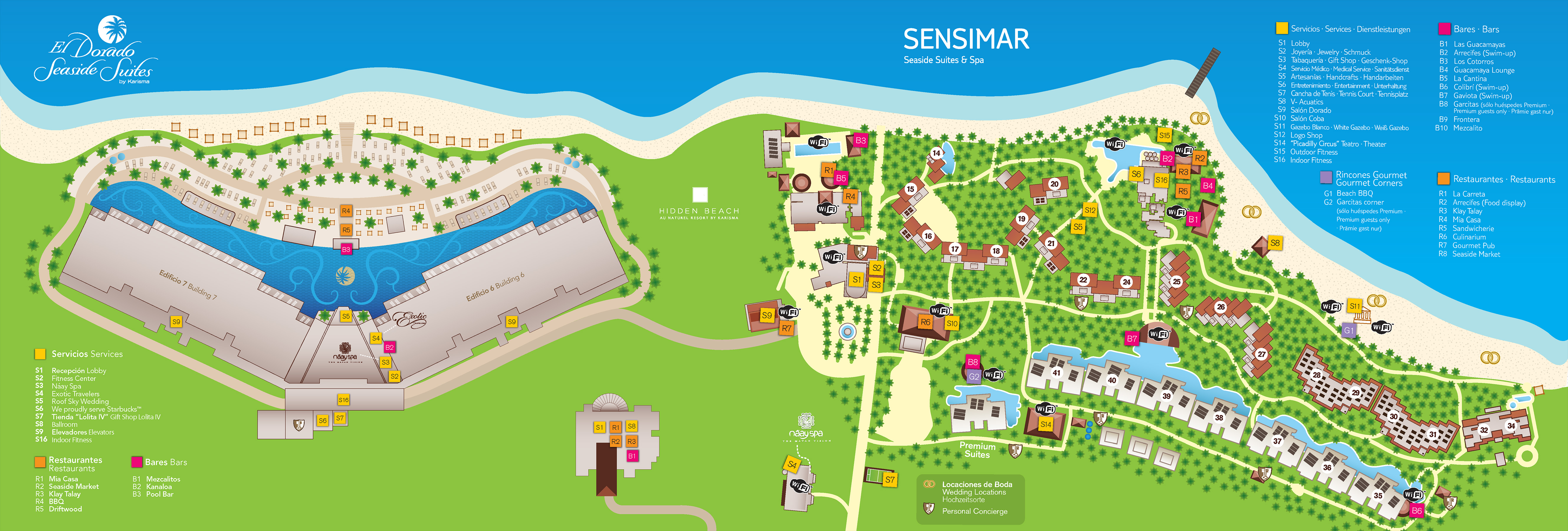 Download the resort map for El Dorado Seaside Suites.