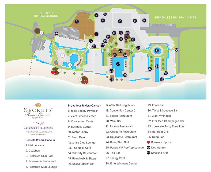 secrets riviera cancun resort map