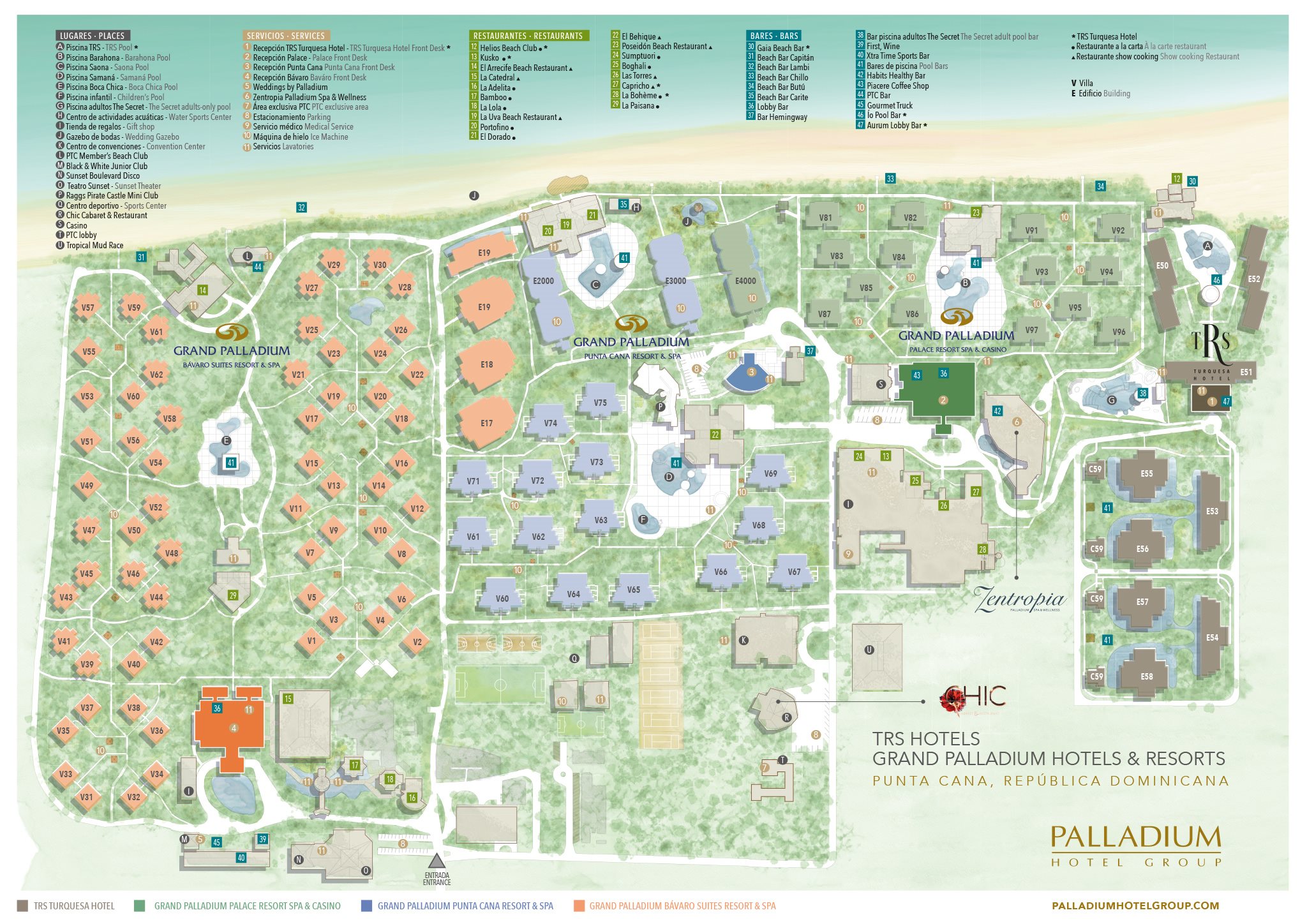 Download the resort map for Grand Palladium Palace Resort Spa & Casino.